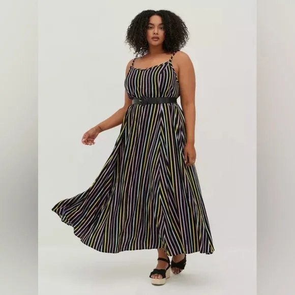 Torrid Multi Color Trapeze Maxi Dress - Picture 3 of 13